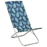 ZNTS Folding Beach Chairs 2 pcs Leaf Print Fabric 310382