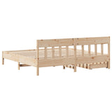 ZNTS Bed Frame without Mattress 200x200 cm Solid Wood Pine 3301854