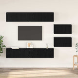 TV Cabinet Set Wall-mounted 6 pcs Black Oak Engineered Wood 3393160