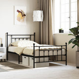 Metal Bed Frame without Mattress with Footboard Black 107x203cm 353551