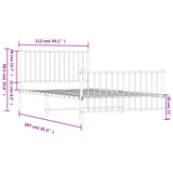 Metal Bed Frame without Mattress with Footboard White 107x203cm 350945