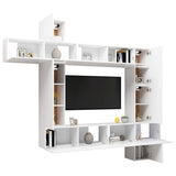 9 Piece TV Cabinet Set White Engineered Wood 3078738