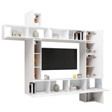 ZNTS 9 Piece TV Cabinet Set White Engineered Wood 3078738