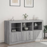 Sideboard with LED Lights Grey Sonoma 123x37x67 cm 3209063