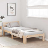 Bed Frame with Headboard Natural 90 x 190 cm Solid Pine Wood 872674