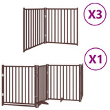 Dog Gate with Door Foldable 10 Panels Brown 800 cm Poplar Wood 3155751