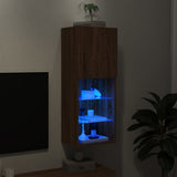 TV Cabinet with LED Lights Brown Oak 40.5x30x102 cm 837063