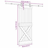Sliding Door with Hardware Set 80x210 cm Solid Wood Pine 3332779