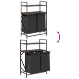 Laundry Basket 2 Compartments with Shelves Brown Oak 859089