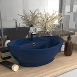 Luxury Basin Overflow Oval Matt Dark Blue 58.5x39 cm Ceramic 146935