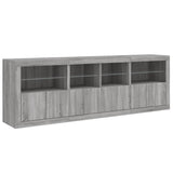 Sideboard with LED Lights Grey Sonoma 202x37x67 cm 3209014