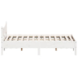 Bed Frame without Mattress White 135x190 cm Double Solid Wood Pine 844746