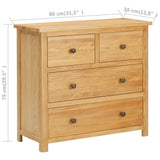 Chest of Drawers 80x35x75 cm Solid Oak Wood 289197
