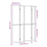 Room Divider 4 Panels White Solid Wood Paulownia 358675
