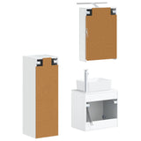 Bathroom Furniture Set 4 pcs White Engineered Wood and Glass 3407431
