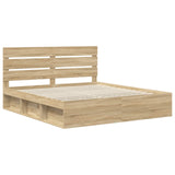 Bed Frame with Headboard Sonoma 200 x 200 cm Solid Pine Wood 3411706