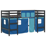 ZNTS Kids' Loft Bed with Curtains without Mattress Blue 90x200cm 3206971