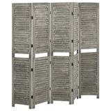 5-Panel Room Divider Grey 179x166 cm Solid Wood 338576