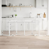 Dog Gate with Door Foldable 6 Panels White 300 cm Poplar Wood 352183