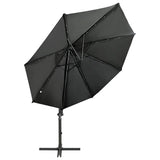 Cantilever Garden Parasol with Pole and LED Lights Anthracite 300 cm 312330