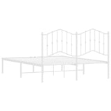 Metal Bed Frame without Mattress with Headboard White 140x190cm 373838