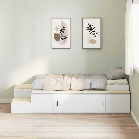 Storage Bed Frame White 234 x 118 x 53.5 cm Engineered wood 3335581