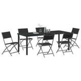 Garden Dining Set Folding 7 pcs Black Powder-Coated Steel 3379378