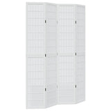Room Divider 4 Panels White Solid Wood Paulownia 358788