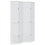 Room Divider 4 Panels White Solid Wood Paulownia 358788