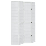 Room Divider 4 Panels White Solid Wood Paulownia 358788