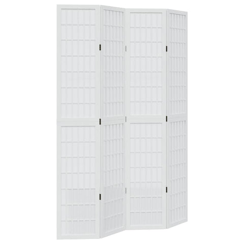 Room Divider 4 Panels White Solid Wood Paulownia 358788