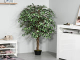 160cm/5.2FT Artificial Ficus Silk Tree with Nursery Pot, Decorative Fake Plant, for Indoor Outdoor T3398P342373