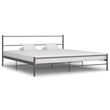 284684 Bed Frame without Mattress Grey Metal 180x200 cm Super King