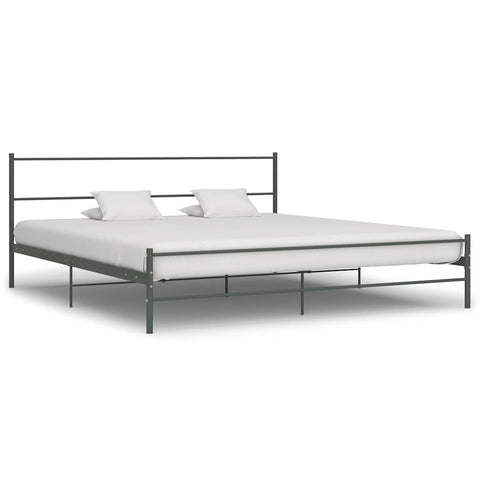 284684 Bed Frame without Mattress Grey Metal 180x200 cm Super King