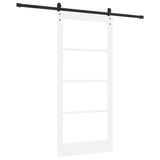 Sliding Door ORKDAL White 93 x 202 cm Solid Pine Wood and Glass 3331980