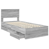 Bed Frame with Drawer Grey Sonoma 90 x 190 cm Engineer Wood 3410754