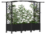 Raised Bed with Trellis and Roof Black 164 x 40 x 144 cm PP 3423101