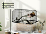 Three-Tier Gerbil Cage, Hamster Cage for Dwarf Hamster, Syrian Hamster w/ Wheels, Deep Bottom, Food T3398P347612