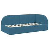 Corner Bed Frame with Headboard Blue 90 cm x 190 cm Velvet 42016635