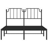 Metal Bed Frame without Mattress with Headboard Black 150x200cm 373889