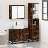 3 Piece Bathroom Furniture Set Smoked Oak Engineered Wood 3301142