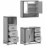 ZNTS 3 Piece Bathroom Furniture Set Grey Sonoma Engineered Wood 3301048