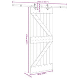 Sliding Door with Hardware Set 85x210 cm Solid Wood Pine 3332635