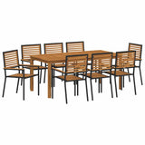 Garden Dining Set 9 pcs Black Solid Acacia Wood 3365544