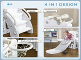 4 in 1 Toddler Slide with Basketball Hoop, Climber, Telescope, Storage Basket, for Ages 1-3 Years, T3398P379004