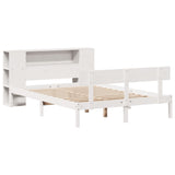 ZNTS Bookcase Bed without Mattress White 140x200 cm Solid Wood Pine 3321775