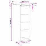 Sliding Door White 93 x 232 cm Solid Pine Wood and Glass 3332236