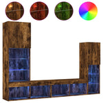 4 Piece TV Wall Units with LED Smoked Oak Engineered Wood 3216658