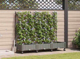 Garden Planter with Trellis&Wheels 3 pcs Light Grey PP 3423074