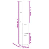 Bathroom Cabinet Black 25x26.5x170 cm Engineered Wood 808432